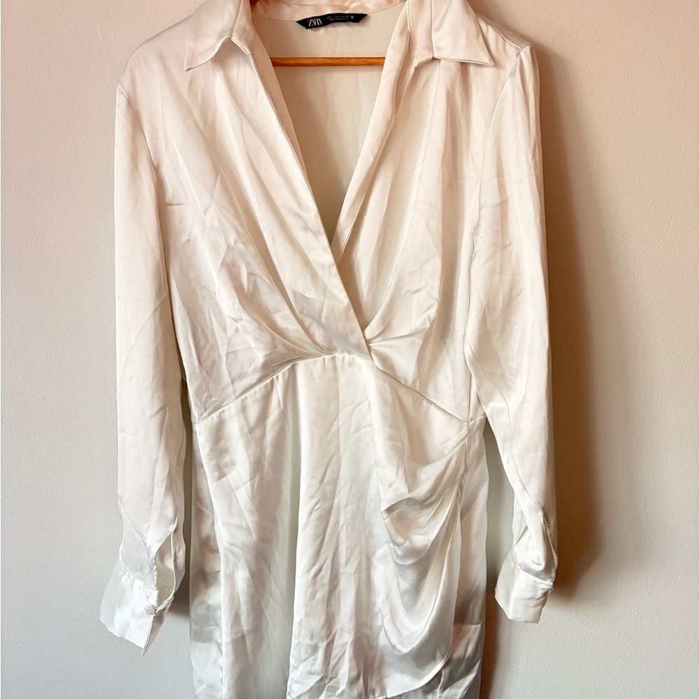 Zara White Mini Wrap Dress - Picture 3 of 12
